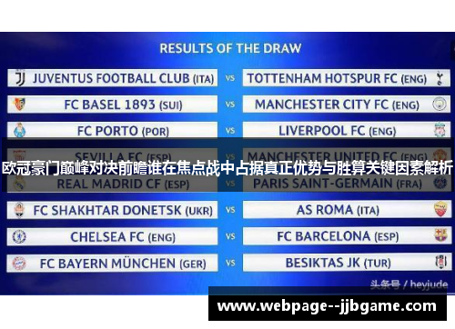 欧冠豪门巅峰对决前瞻谁在焦点战中占据真正优势与胜算关键因素解析